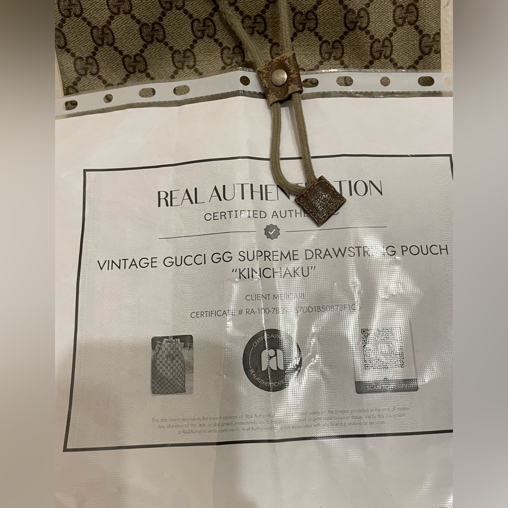 Gucci Monogram Beige Drawstring Bag - Picture 7 of 9